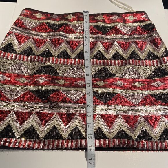Pink Martini Women, Sequined Multicolor Geometric Skirt Size M - Picture 8 of 10